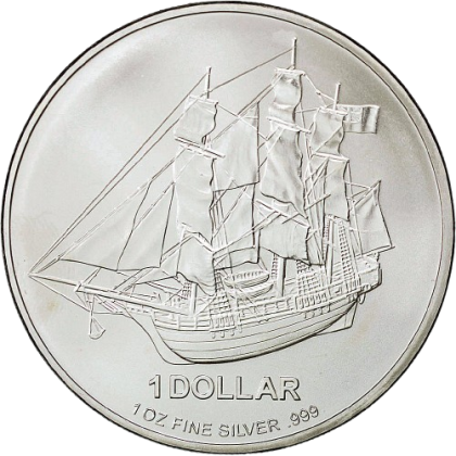 1 долар 2009 кораб Баунти, Острови Кук, сребро